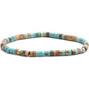 Bracelet Perles Heishi Turquoise Bleu Bambou 4mm