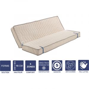 Matelas Ferme pour Tous Clic Clac 140x200 x 15 cm Découpe ise 70 cm 5 Zones de Confort Noyau Poli Lattex HR Dernière Génération Très Respirant