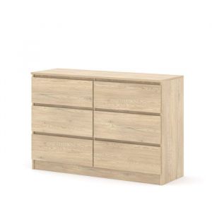 Commode MAJA S6 120 cm chêne Cremona avec 6 tiroirs