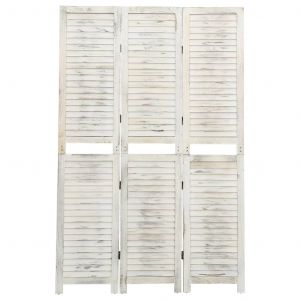 VidaXL Cloison de séparation 3 panneaux Blanc antique 105x165 cm Bois