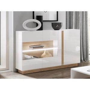 Buffet MURARI 3 portes Avec LEDs Blanc brillant et c ne