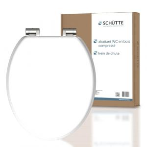 Schütte Abattant WC avec frein de chute - abattant WC en bois compressé - Très grande résistance au poids, testée jusqu'à 150 kg - Blanc