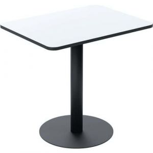 Paperflow Table de restauration carrée Mezzo 60 x 80 cm - Plateau stratifié Blanc - Pied central en acier Noir