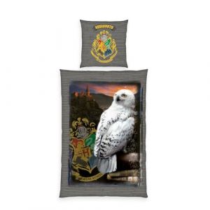 Herding Parure de Lit Harry Potter, Taie d'Oreiller 80 x 80 cm motif réversible, Housse de Couette 135 x 200 cm, avec Fermeture à Boutons, 100% Coton