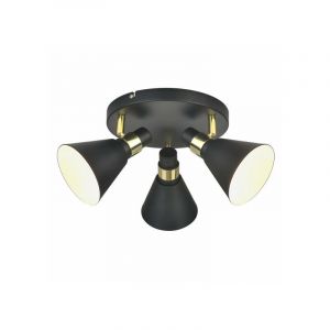 Italux Plafonnier industriel et r&eacute;tro Biagio Noir mat, dor&eacute;