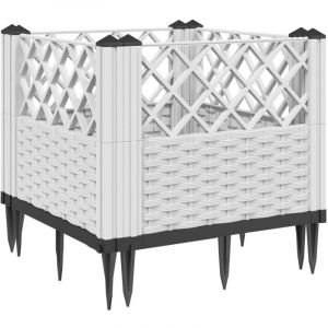 VidaXL Jardinière avec piquets blanc 43,5x43,5x43,5 cm PP, bac à fleurs, support de jardinière, support de fleurs, bac à plantes, support de plantes