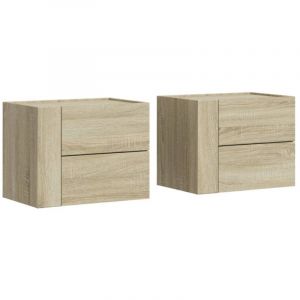 VidaXL Tables de chevet murales 2 pcs chêne sonoma 45x30x35 cm, armoire de rangement, armoire murale suspendue, armoire de rangement flottante