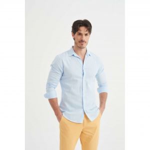 Chemise en lin William de Faye Bleu - Taille M