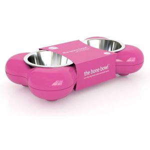 Hing Mangeoir pour chiens en forme d'os - Rose