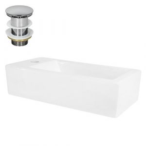 ML-Design Lavabo en Céramique Blanc, 51x25x13 cm, avec Bonde de Vidage Chromé en Laiton,