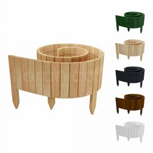 Floranica Rollborder II Clôture flexible 200 x 40 cm Naturel - Bois de pin Bordure de parterre de pelouse Décoration de jardin