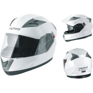 A-Pro Casque Homologué Integral Moto Scooter Pare-soleil intégré Touring Blanc XXL