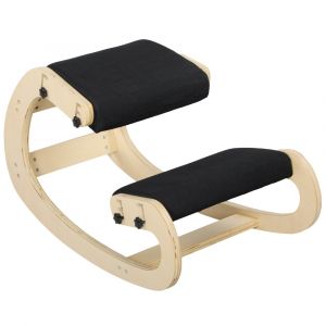 Homcom Siège assis genoux - en bois - fonction à bascule - réglable pour bureau à domicile - noir
