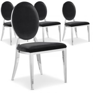 Image de Lot de 4 Chaises Noires Velours SOFIA