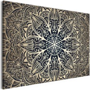 Artgeist Tableau - Oriental Flowers (1 Part) Narrow Brown - 90x60