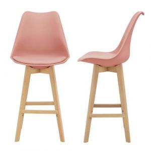 Image de [en casa] Lot de 2 Tabourets de Bar Lublin Similicuir tre 105 x 48 x 58 cm Rose