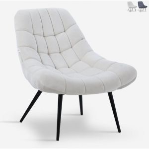 Fauteuils design moderne - AHD Amazing Home Design - Fauteuil de salon en velours style moderne assise large rembourr&eacute;e Ohio - Beige