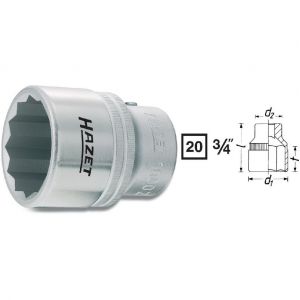 Hazet 1000Z-22 - Douille à 12 pans Carré creux 20 mm (3/4") Taille: 22 Longueur totale: 52 mm