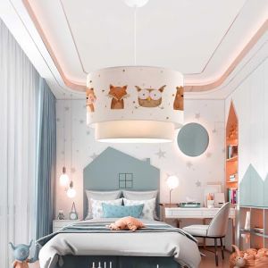 Suspension Lurgan pour enfant motif danimaux de la forêt blanc