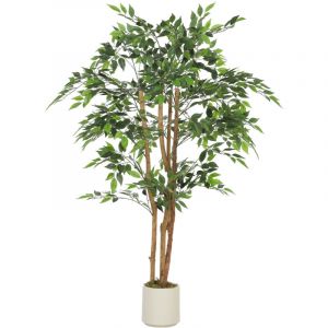 Homcom Arbre artificiel plante artificiel banyan H.1,5 m vrais troncs 1116 feuilles grand r&eacute;alisme