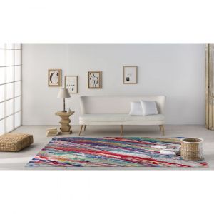 Naf Naf Tapis peinture color&eacute; plat moderne abstrait Splash Multicolore 80x150