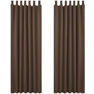Lot de 2 Rideaux Occultant Isolant Thermiques Salon à Pattes, Taille Moyenne, 140x245 cm, Brun - Brun - Deconovo