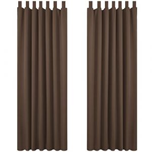 Lot de 2 Rideaux Occultant Isolant Thermiques Salon à Pattes, Taille Moyenne, 140x245 cm, Brun - Brun - Deconovo