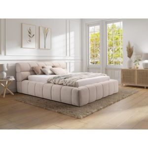Pascal Morabito Lit coffre 160 x 200 cm - Tissu - Beige + Matelas - FORVIK II de