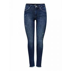 Only Jeans Blush Life Mid Skinny Ankle Raw Rea811 M Dark Blue Denim