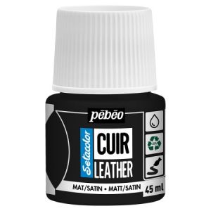 Pebeo Peinture Cuir Setacolor 45 ml Mat-Satiné Noir extrême