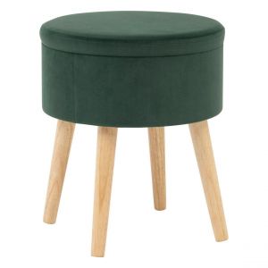 Tabouret d'appoint avec Coffre en Velours Tess Vert Cèdre