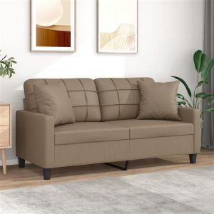 VidaXL Canapé 2 places avec oreillers cappuccino 140 cm similicuir, canapé, causeuse, canapé de salon, canapés, canapé rembourré, sièges de salon