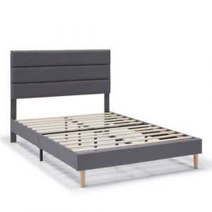 Cadre de lit rembourré 30 cm, 150x190 cm, Gris foncé