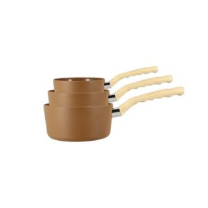 Menastyl Set de 3 casseroles en aluminium noisette - compatible induction
