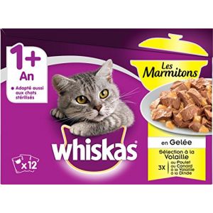 Whiskas Les Marmitons Sachets fraîcheur en gelée - à la volaille - Pour chat - 12 x 85 g (x4)