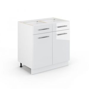 Meuble bas "Fame-Line" 80cm Blanc brillant avec tiroirs Vicco
