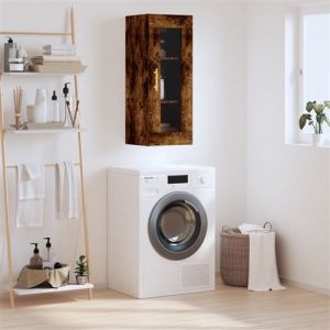 VidaXL Armoire Murale, Placard Suspendu avec Rangement, Meuble Flottant de Salon Bureau Chambre, Moderne, Chêne Fumé Bois d'Ingénierie