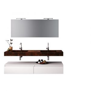 Astra Meuble de salle de bain 7 pièces en mélamine corten/blanc