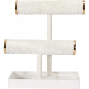 Porte-bijoux double en bouclette ivoire avec finitions dorées