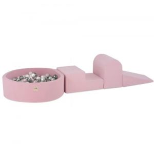 Aire de jeux 3 éléments + piscine 90x30 + 200 balles rose