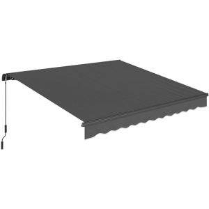 Outsunny Store banne manuel - inclinaison r&eacute;glable, protection UV r&eacute;sistance &agrave; l'eau - aluminium polyester - 3,5x3m - gris fonc&eacute;