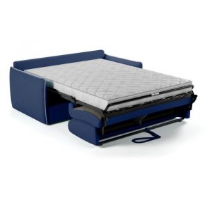 Canapé convertible express - agathe - tissu bleu - liseré gris - 175 x 100 x 87 cm