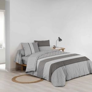 Douceur d'Int&eacute;rieur, Parure de Lit 6 Pi&egrave;ces (240 x 220 cm) Meiko Noir, 100% Coton