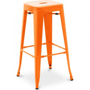 Tabouret de bar Bistrot Metalix design industriel en Métal - 76 cm - Nouvelle édition Orange 42