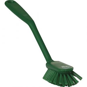 Vikan Hygiène - Brosse à Vaisselle - avec Bord de raclage - Fibres Moyennes - Vert