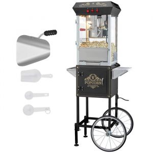 Machine &agrave; Pop-corn-Duoku-850 W-avec Chariot-Bouilloire 227 g pour 48 Tasses par Lot-Pop-corn de Style Cin&eacute;ma avec Verre Tremp&eacute;