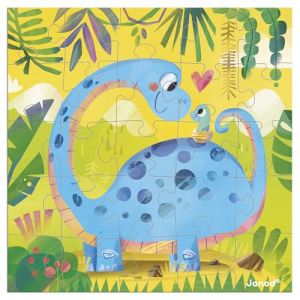 Janod Carte de V&oelig;ux Puzzle - Carte Cadeau Puzzle 25 Pi&egrave;ces Dinosaures + 1 Carte + 1 enveloppe - Id&eacute;al Carte Anniversaire, Carte v&oelig;ux - D&egrave;s 3 Ans