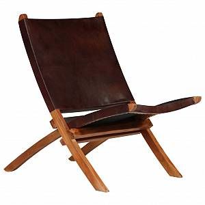 VidaXL Chaise de relaxation Cuir v&eacute;ritable 59 x 72 x 79 cm Marron