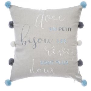 Image de Atmosphera Coussin (40 cm) Pompoms Gris