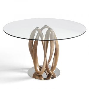 Table à Manger Ronde Design "Raul" 120cm Naturel Prix